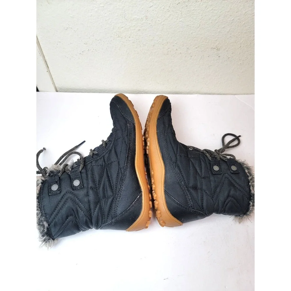 Columbia Women's Black Minx Shorty III‎ Waterproof Quilted Winter Boots Faux Fur